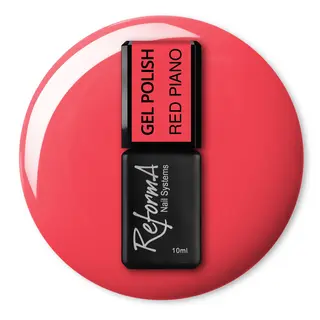 Półtransparentny, czerwony lakier hybrydowy - GP Red Piano, 10 ml