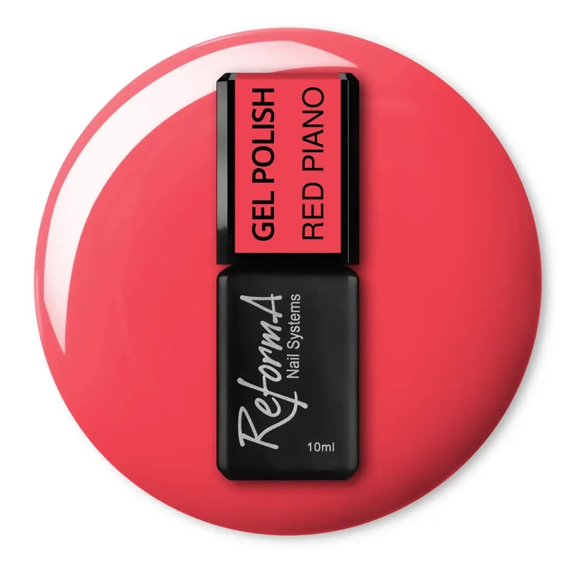 Półtransparentny, czerwony lakier hybrydowy - GP Red Piano, 10 ml