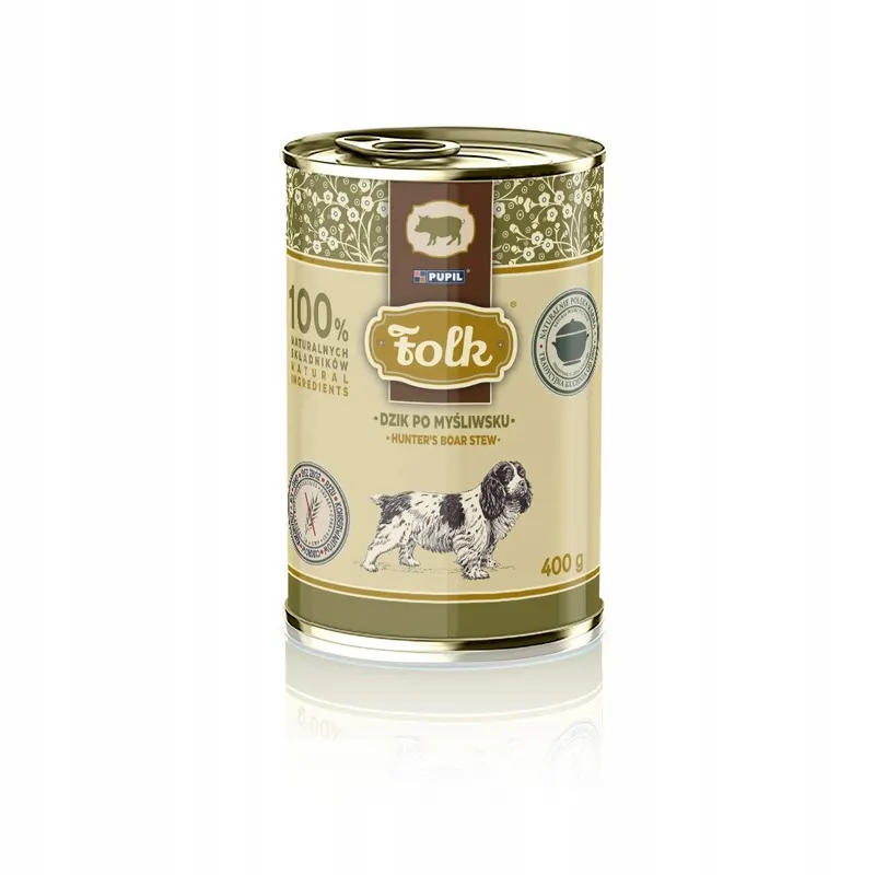 FOLK Dzik po myśliwsku mono - mokra karma dla psa - 400g
