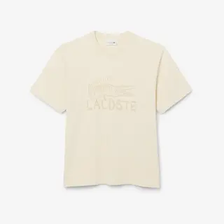 Lacoste Bawełniany T-Shirt Z Nadrukiem Męskie Beżowy