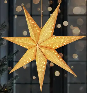 Gwiazda adwentowa LED 60 cm złota do zawieszenia dekoracja świąteczna 3D