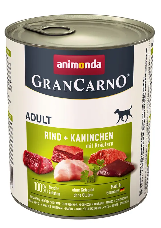 ANIMONDA GranCarno Adult Wołowina, królik i zioła - mokra karma dla psa - 800g