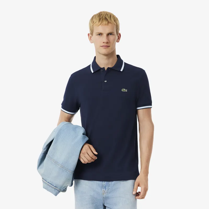 Lacoste Koszulka Polo L.12.12 O Regularnym Kroju Z Ozdobnym Wykończeniem Męskie Granatowy