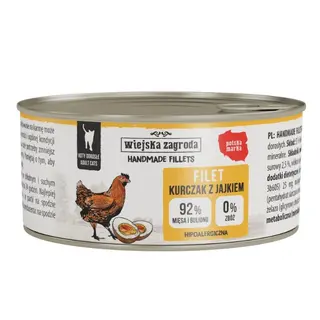 WIEJSKA ZAGRODA Handmade fillets Kurczak z jajkiem - mokra karma dla kota - 70g