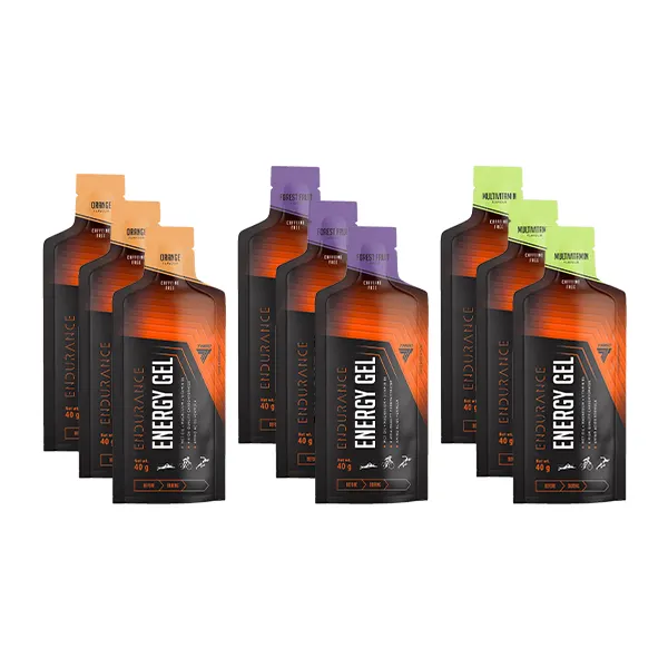 Żel energetyczny ENERGY GEL 9 sztuk mix trzech smaków - pomarańczowy, owoce leśne, multiwitamina