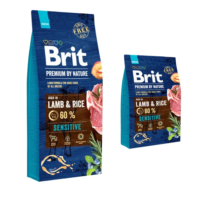 15 + 3 kg gratis! Brit Premium By Nature, karma sucha, 18 kg - Sensitive, jagnięcina