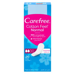 Carefree Cotton Feel Normal Wkładki Higieniczne Bezzapachowe 20 Sztuk