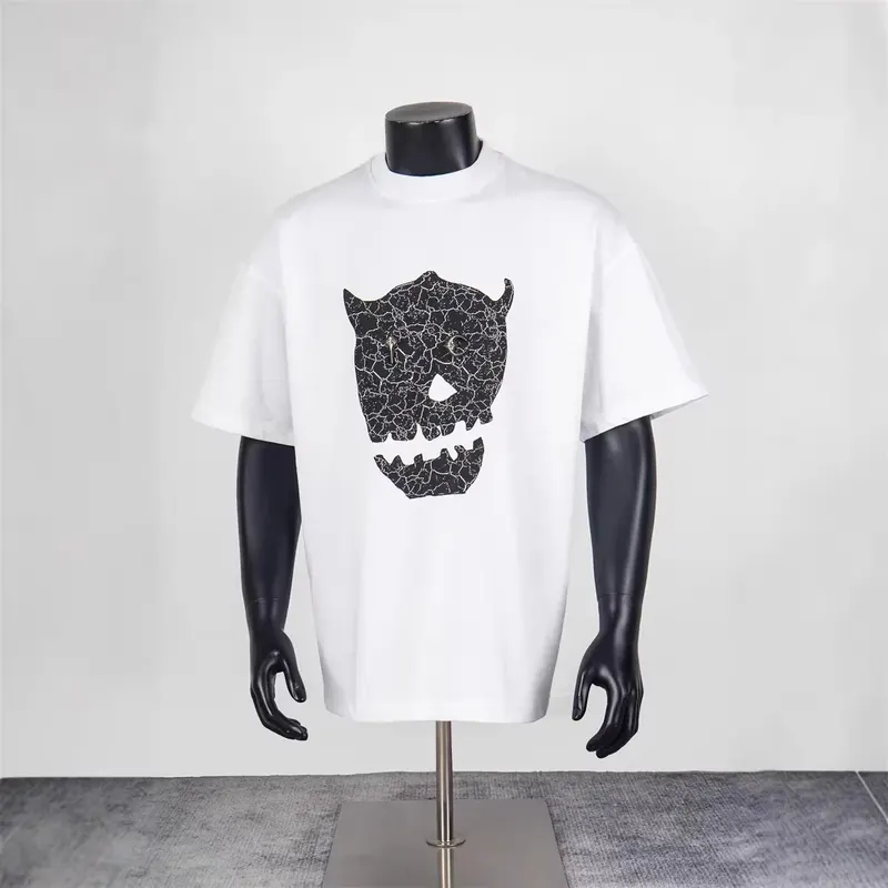 Thug Club Street Hip-Hop Style Evil Face Cracked Pattern Loose Men's and Women's Short-Sleeved T-Shirt