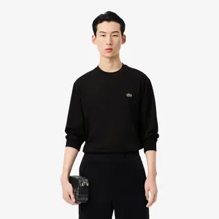 Lacoste Koszulka Męska Z Długim Rękawem Bawełniana Czarna Czarny