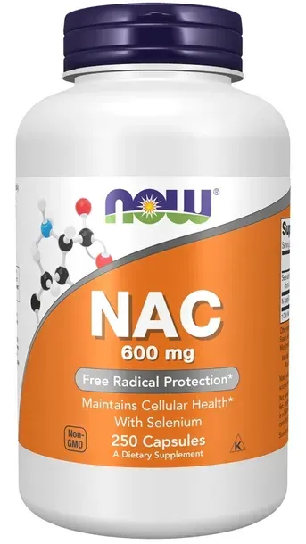 NAC NOW FOODS N-ACETYLOCYSTEINA L-CYSTEINA 600 mg ODPORNOŚĆ 250 KAPSUŁEK