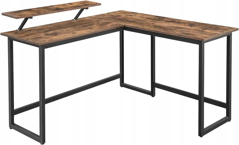 Biurko narożne w kształcie litery L 130 x 140 x 91,5 rustykalny brąz LOFT