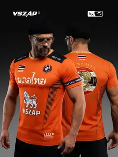 VSZAP Men's Fitness Muay Thai Sports Training Casual Pattern Quick-Dry T-Shirt Breathable DIY Digital Printing Short Sleeve