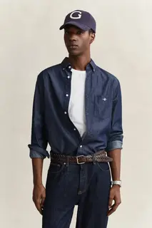 Gant Koszula Męska Regular Fit Niebieska