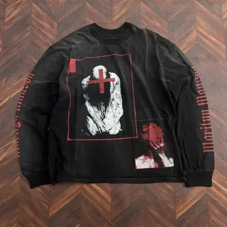26SS SMX6 Old Carbon Ash Streetwear Vintage Long Sleeves Tee Manson Joint Name Casual Oversize Tops T Shirt for Men Unisex