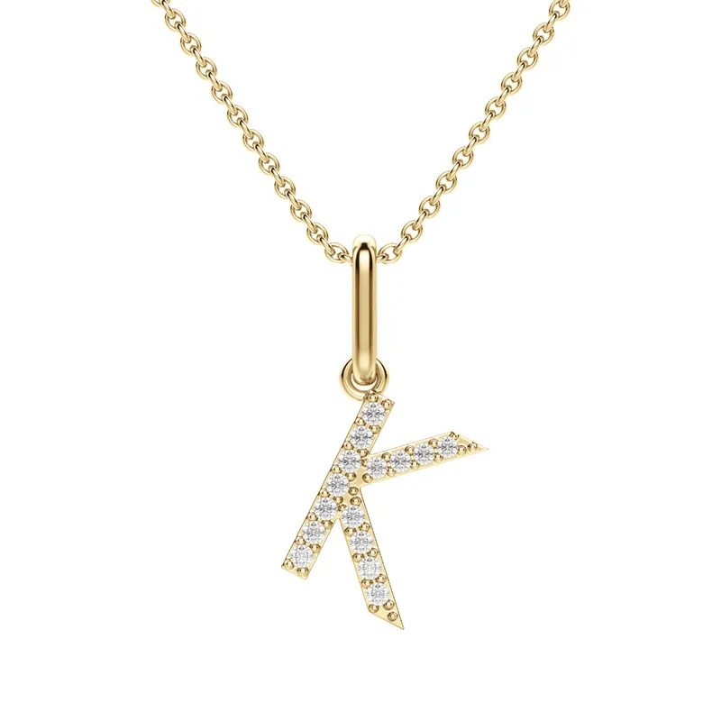 Wisiorek Litera "K" Laboratoryjny Diament 585 Żółte Złoto (14K)