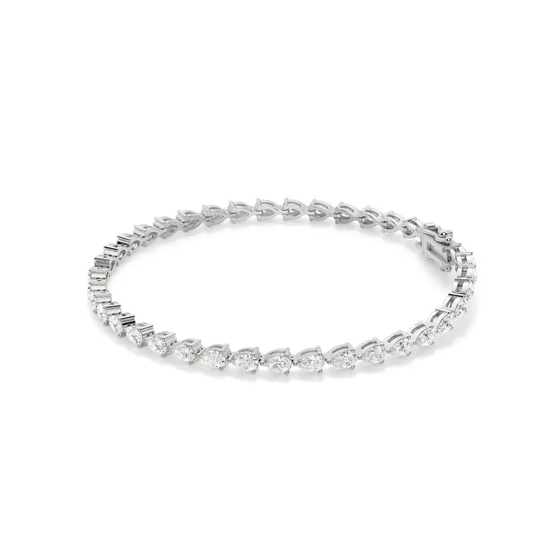 3 Prong Gruszka Tenisowa Bransoletka s Laboratoryjnym Diamentem 9.00 krt z białego złota pr. 14K (585)