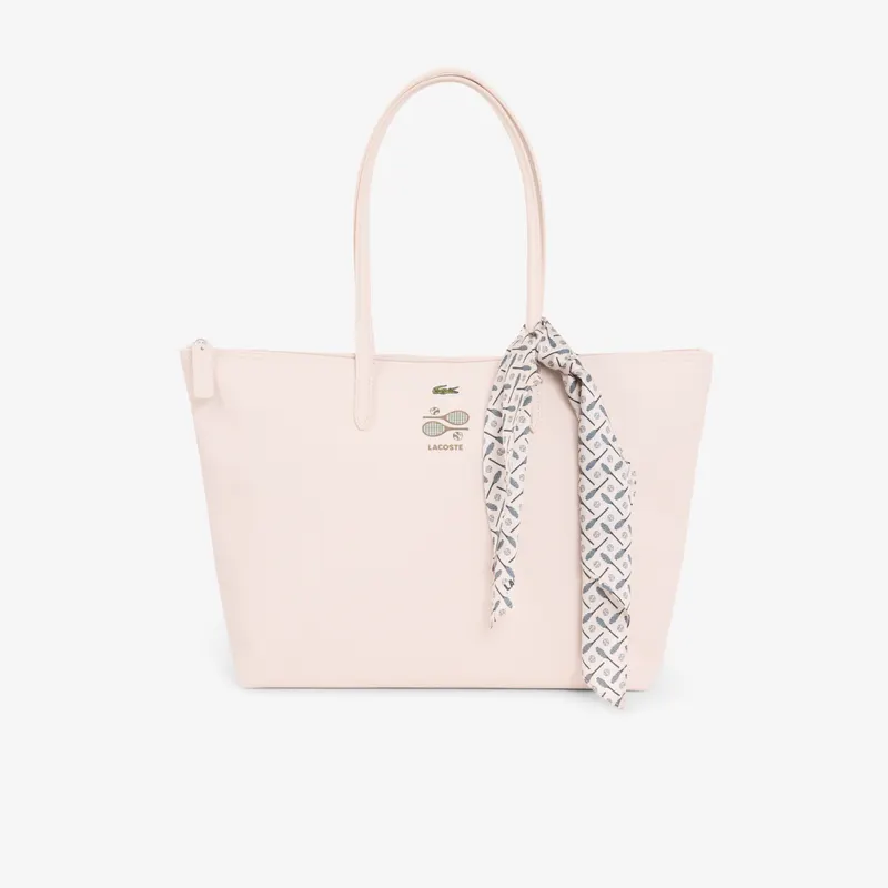 Lacoste Duża Torba Tote L.12.12 Concept Petit Piqué Brązowa