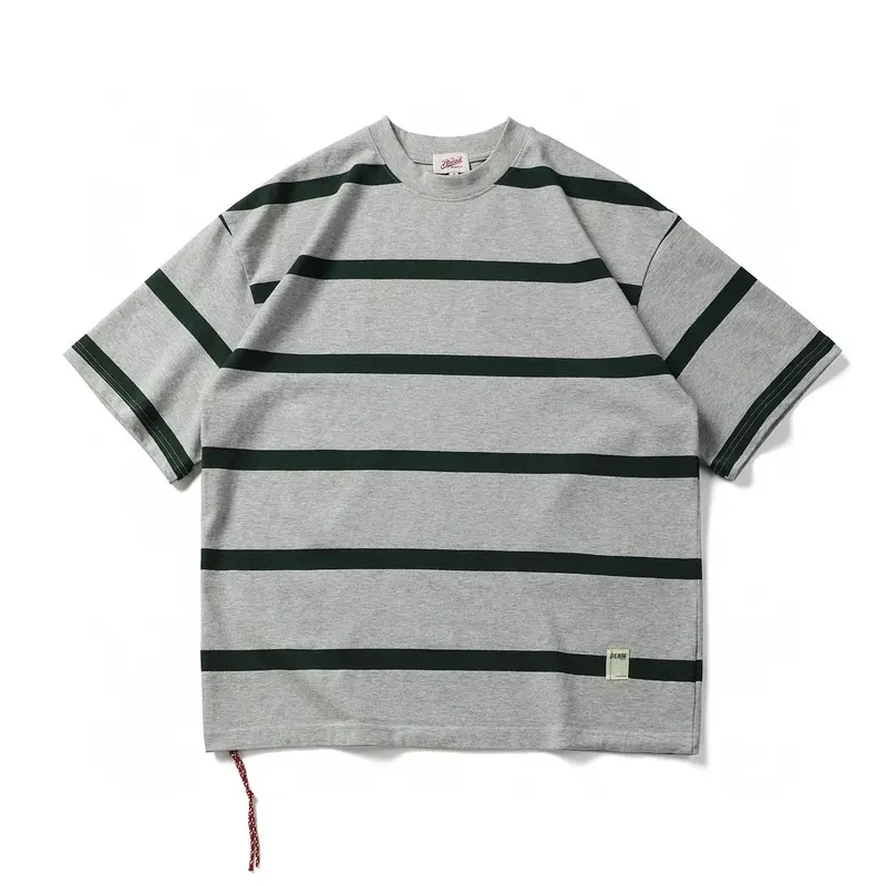 Japanese Summer Striped Short Sleeved T-shirt Men's Trendy Loose and Versatile Casual Top