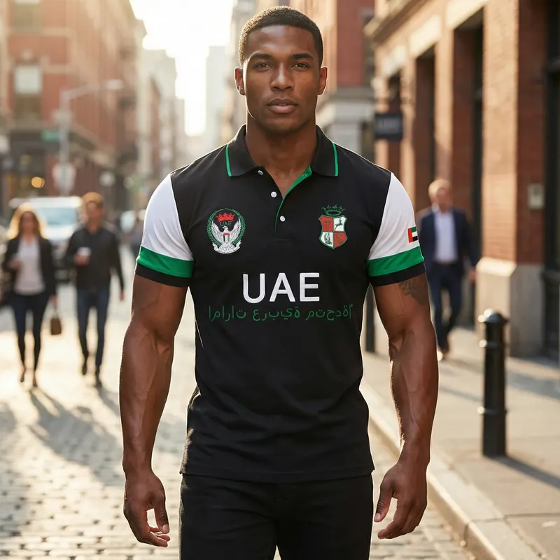 New Arrivals Men's Polo Shirt Classic United Arab Emirates Breathable 100% Cotton Collar T-shirts Man Plus US Size Clothing