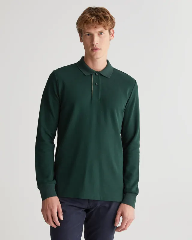 Gant Bawełniany Polo Męski Z Kołnierzykiem Polo Z Długim Rękawem Regular Fit