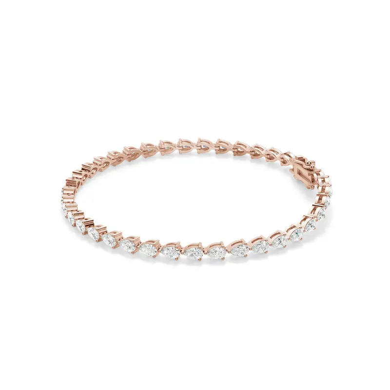 3 Prong Gruszka Tenisowa Bransoletka s Laboratoryjnym Diamentem 9.00 krt z 14K (585) różowego złota
