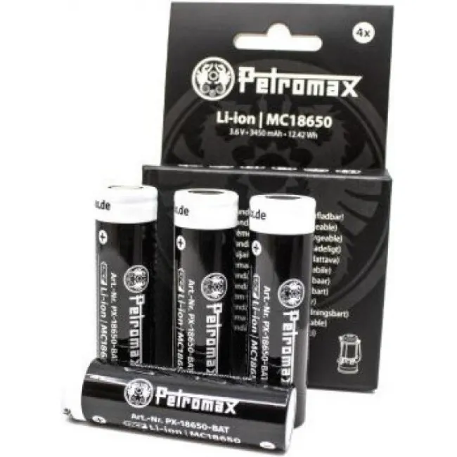 Petromax Akumulatory ładowalne LI-ION 18650 3.6 V, 3450 MAH Zestaw 4 sztuk, Baterie