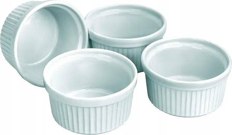 ZESTAW 4 RAMEKIN 9 CM PORCELANA BIAŁA ŻAROODPORNA 250°C