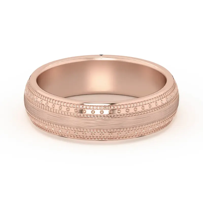 Double Beaded Wysoka Polska Obrączka Ślubna 585 Różowe Złoto (14K) 5 MM