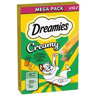 Dreamies Creamy Snacks - Kocimiętka i ser (12 x 10 g)