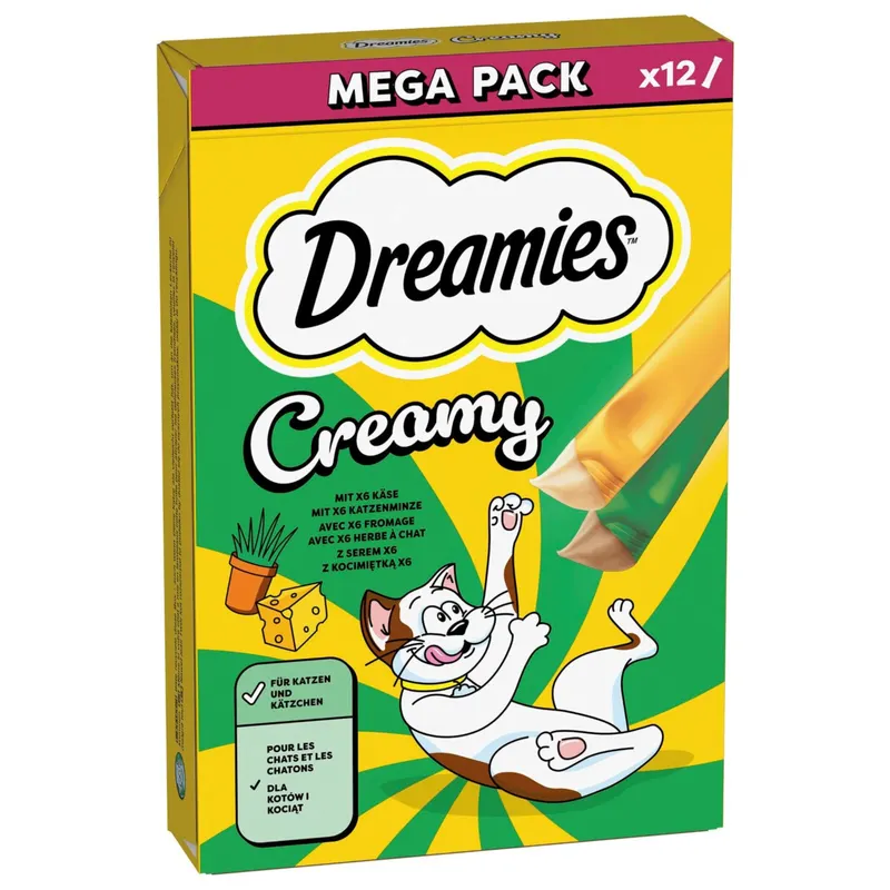 Dreamies Creamy Snacks  - Kocimiętka i ser (12 x 10 g)