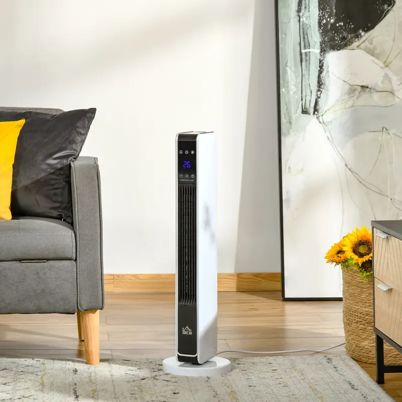 Heizgerät Heizlüfter 2200W Elektroheizer Keramik Heizturm mit Fernbedienung 8-Stunden-Timer Oszillation Heizer Heizung ABS PA Weiß+Schwarz 21 x 21 x..