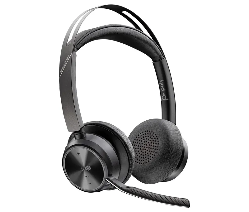 Poly Voyager Focus 2 Microsoft Teams Certified USB-C-C Headset +USB-C/A Adapter +Charging Stand-WW