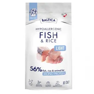 BALTICA Nutraceutic Hypoallergenic Fish & Rice Light M - sucha karma dla psa - 3kg