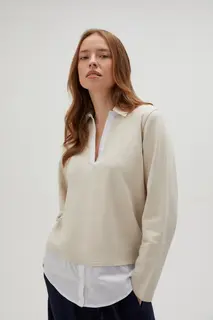 Bluza z kołnierzykiem beżowa