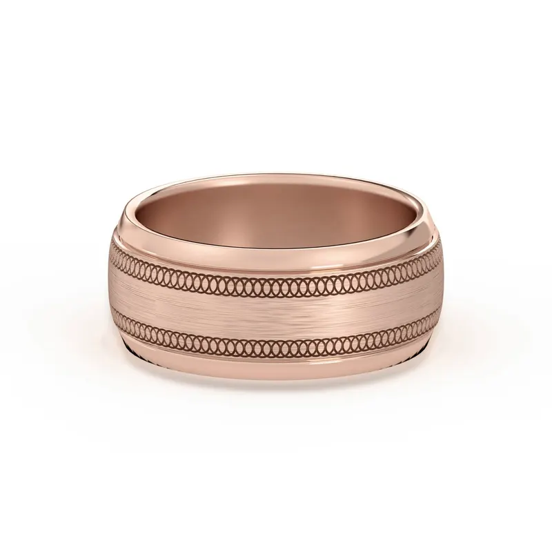 Okrągła z Przeplotem Flat Channel Obrączka Ślubna 585 Różowe Złoto (14K) 8 MM