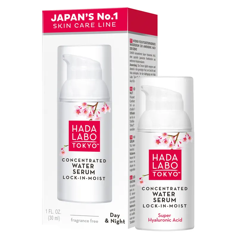 Hada Labo Tokyo White wodne serum do twarzy lock-in-moist na dzień i noc z Super Hyaluronic Acid™, Macro HA, skwalanem i olejem meadowfoam 30 ml