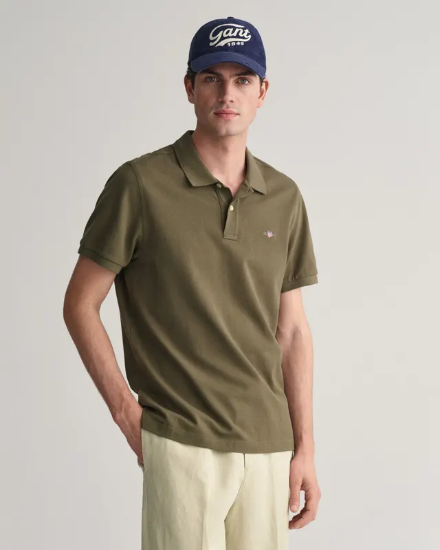 Gant Koszulka Polo Męska Z Krótkim Rękawem Regular Fit Zielona