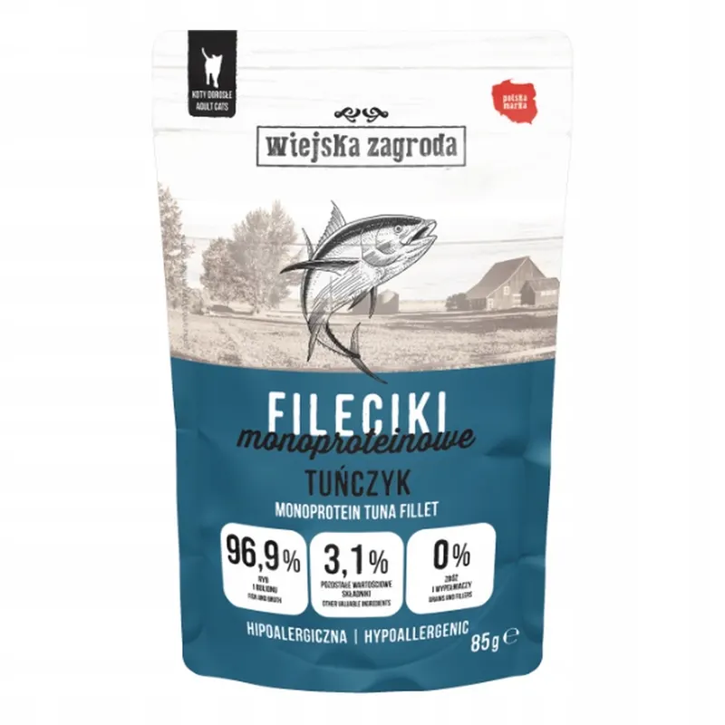 WIEJSKA ZAGRODA Fileciki Tuńczyk Mono - mokra karma dla kota - 85g
