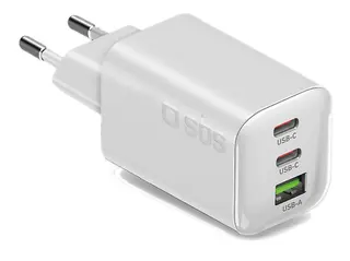 Ładowarka sieciowa SBS 65W GaN PD 3.0 2x USB-C 1x USB-A Biały