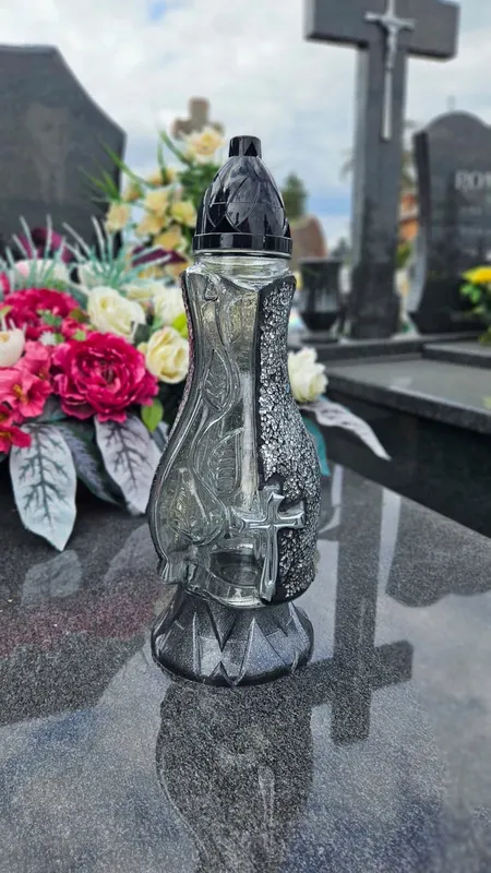 Znicz mozaika WITRAŻ KARAFA DEKOR Chrom