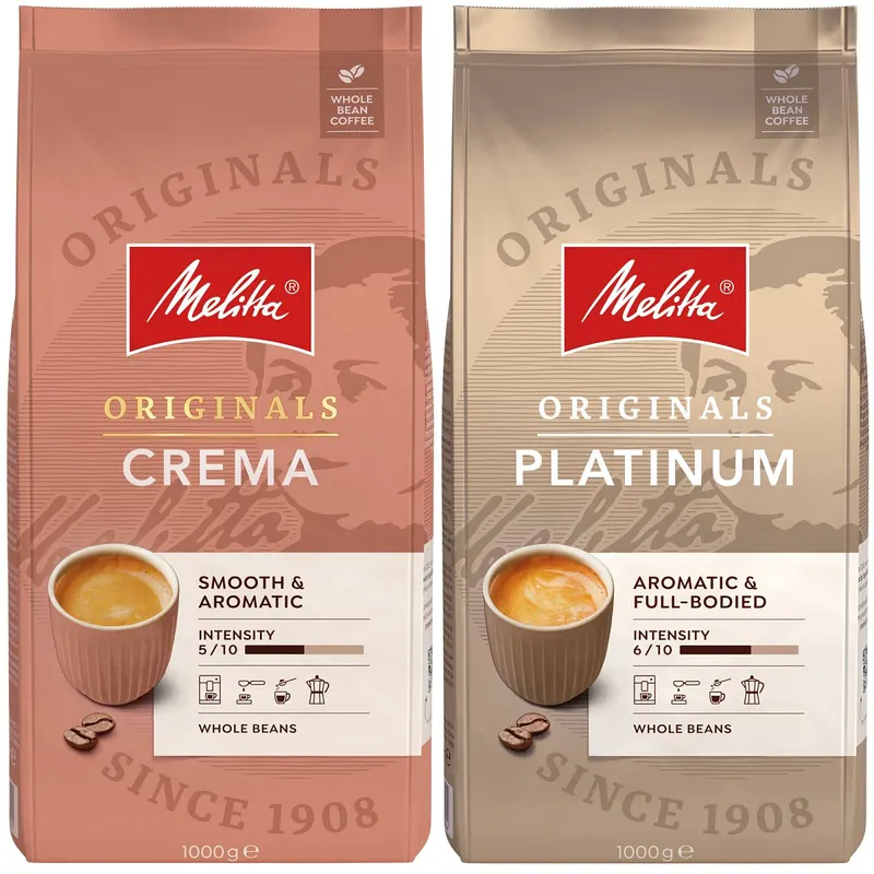 Zestaw Kaw ziarnistych Melitta Crema 1 kg + Platinum 1 kg