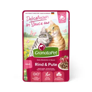Korzystny pakiet GranataPet Delicatessen w sosie, 24 x 100 g - Wołowina i indyk