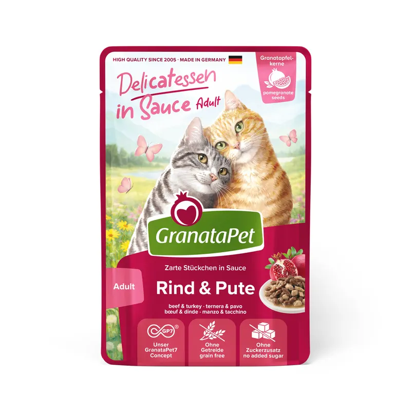 Korzystny pakiet GranataPet Delicatessen w sosie, 24 x 100 g - Wołowina i indyk