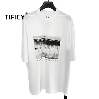 High Street Tees Cotton Tshirt Men's RO Large Dark Print Loose Five Quarter Sleeve Mid Length 180g Short Sleeved T-shirt