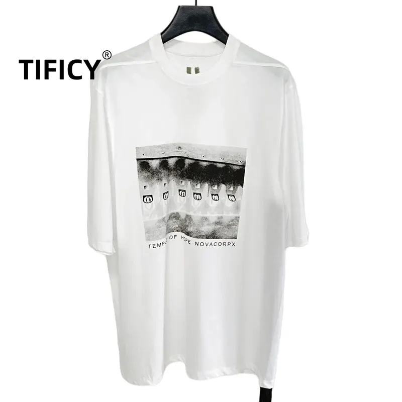 High Street Tees Cotton Tshirt Men's RO Large Dark Print Loose Five Quarter Sleeve Mid Length 180g Short Sleeved T-shirt