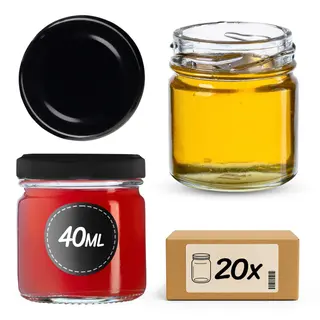 Słoiki na przetwory Halli 40ml 20szt 43 mm + wieczka czarne