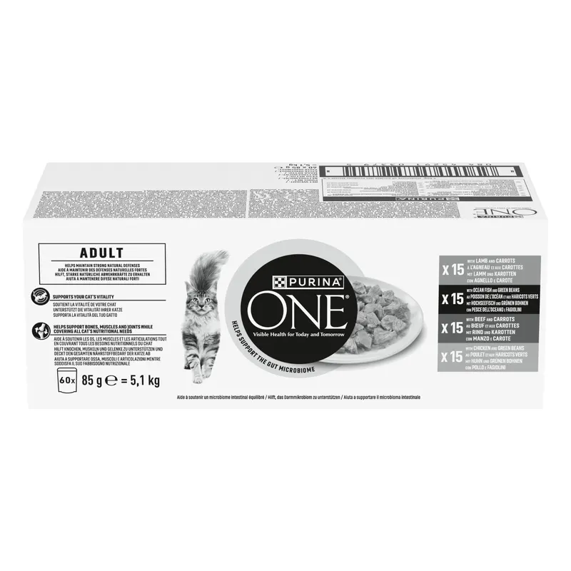 Purina One Adult Cat Mix Meat & Vegetables - 60 x 85 g