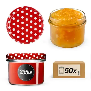 Słoiki na przetwory Tartu 235ml 50szt fi 82 mm + wieczka "Groszek czerwony"