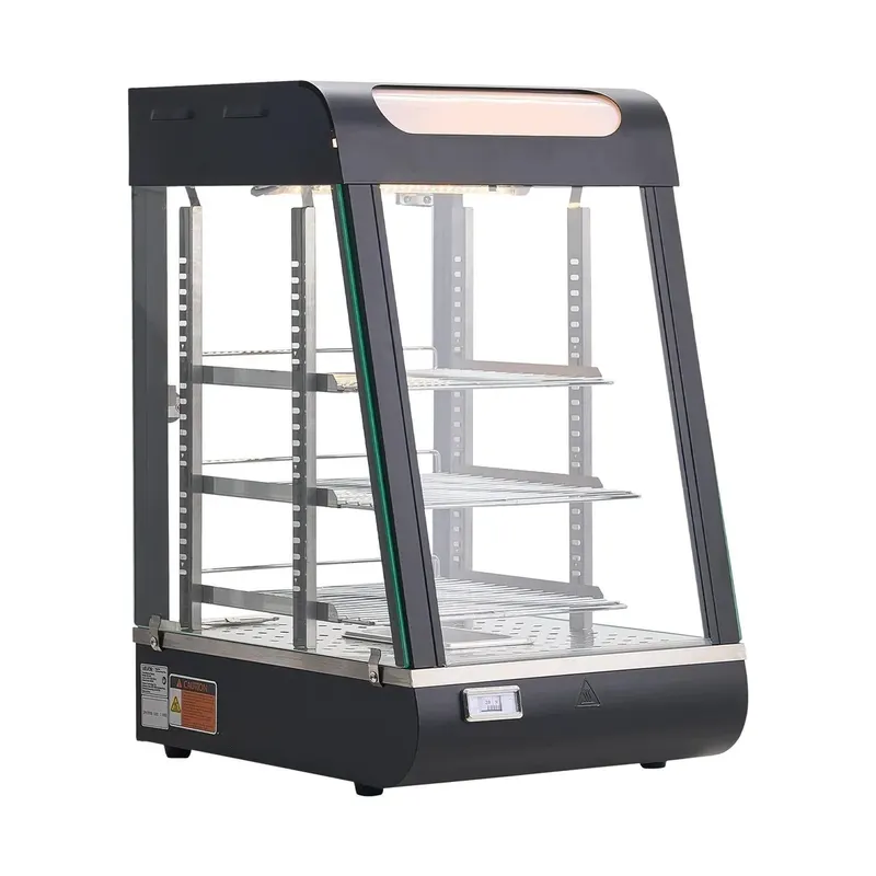 Witryna Grzewcza 57 l 3 Półki 800 W 30-85°C Oświetlenie LED Parowa Szklana