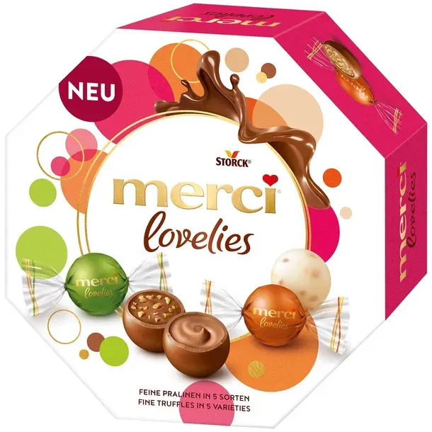Praliny Merci Bombonierka Czekolada Czekoladki Praliny Mleczne 185g DE